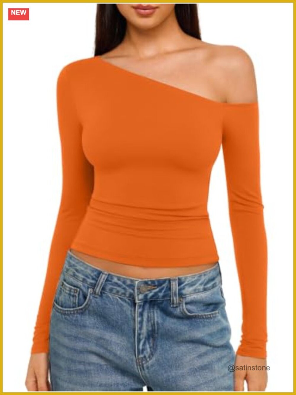 Womens Off Shoulder Long Sleeve Top Stretch Knit Slim Fit Casual